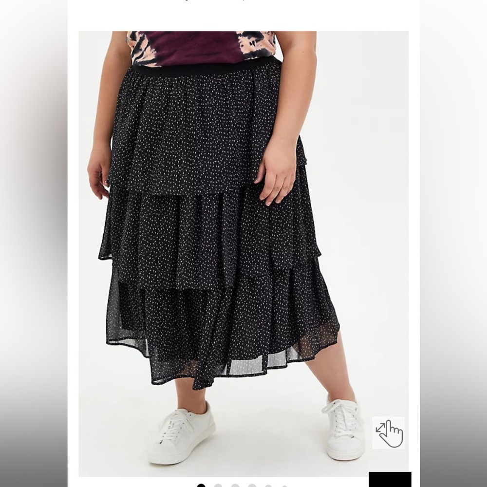 Black Chiffon Tiered Midi Skirt